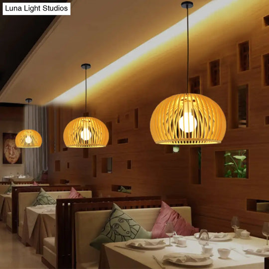 Simplicity Wood 1-Light Restaurant Pendant Light Fixture With Shaded Suspension