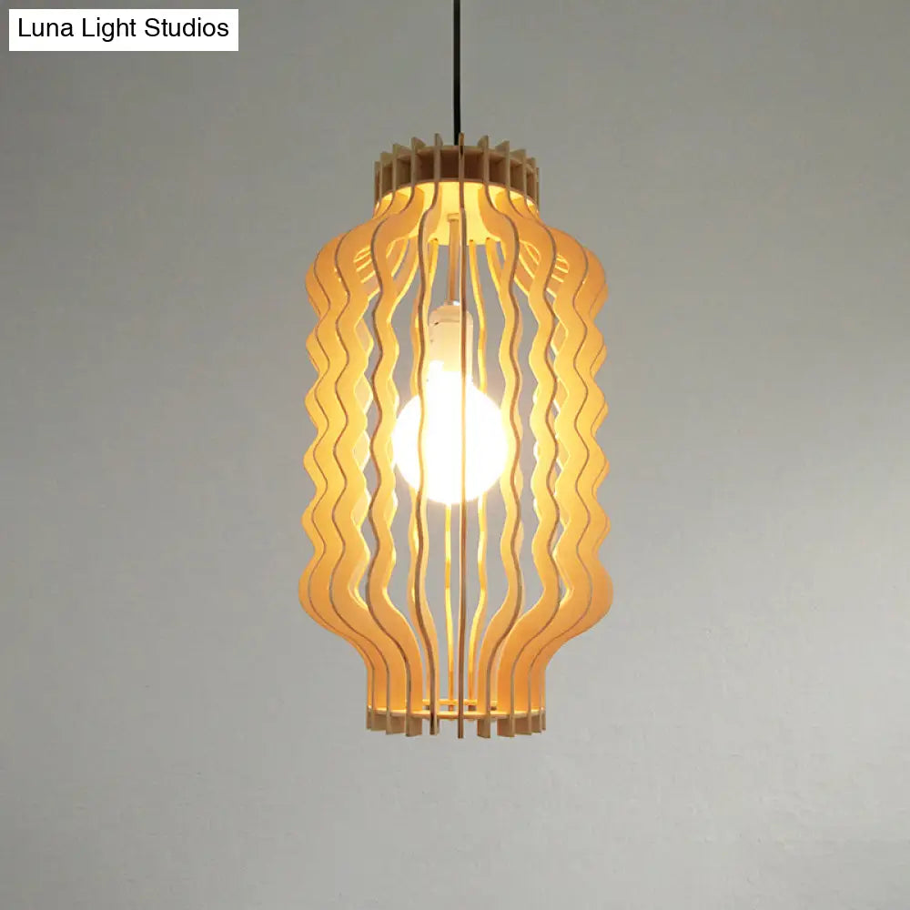 Simplicity Wood 1-Light Restaurant Pendant Light Fixture With Shaded Suspension