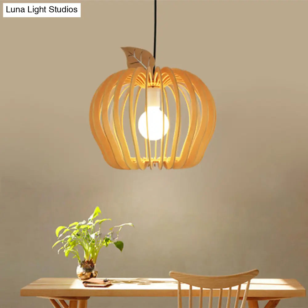 Simplicity Wood 1-Light Restaurant Pendant Light Fixture With Shaded Suspension
