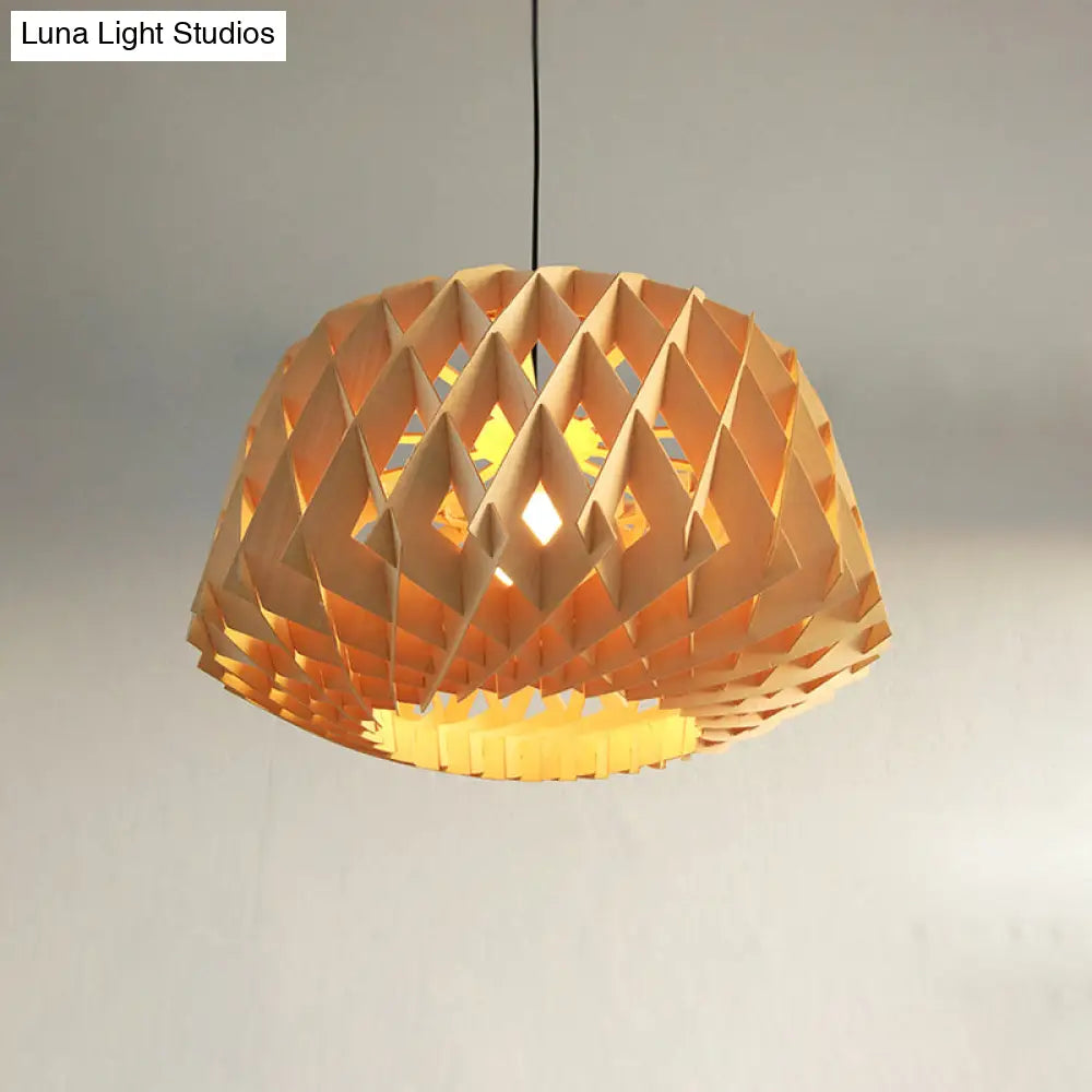 Simplicity Wood 1-Light Restaurant Pendant Light Fixture With Shaded Suspension