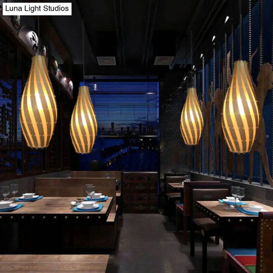 Simplicity Wood 1-Light Restaurant Pendant Light Fixture With Shaded Suspension