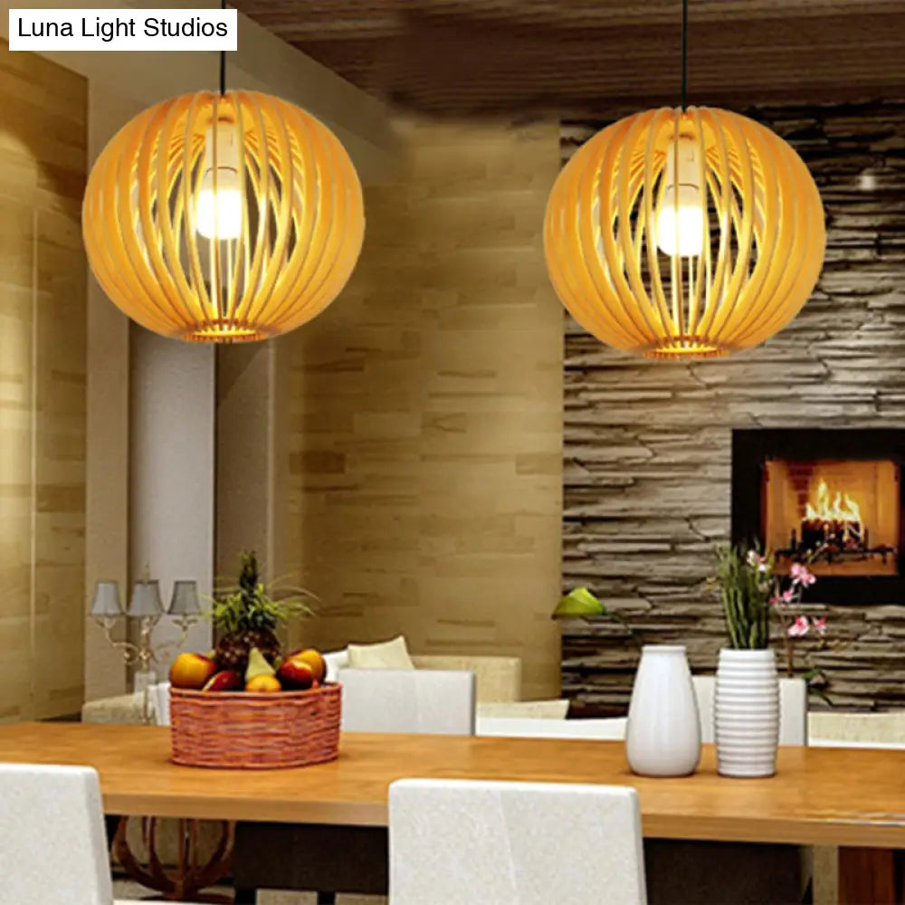 Simplicity Wood 1-Light Restaurant Pendant Light Fixture With Shaded Suspension