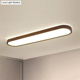 Simplicity Wooden Brown Led Ceiling Light For Aisle - Surface Mount / 47.5’ Double - Sided