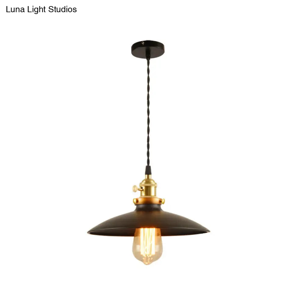 Sleek Metallic Saucer Pendant Light For Dining Room Black
