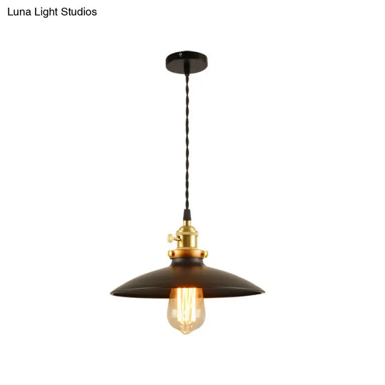 Sleek Metallic Saucer Pendant Light For Dining Room Black