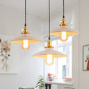 Sleek 1-Head Warehouse Saucer Pendant Light For Dining Room - Metallic Drop Design White