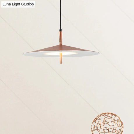 Sleek 1-Light Led Pendant In Rose Gold And White Acrylic