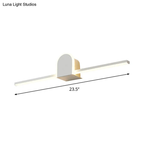 Sleek 16/23.5 Led Wall Lamp - Modern Slim Rod Bath Vanity Lighting With Acrylic Shade