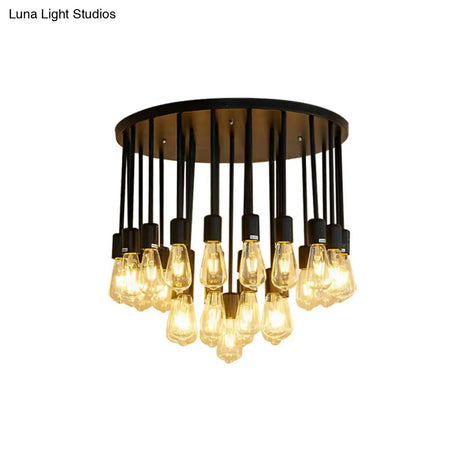 Sleek 23/31 Lights Ceiling Light Fixture With Clear Glass Shade - Nordic Living Room Semi Flush