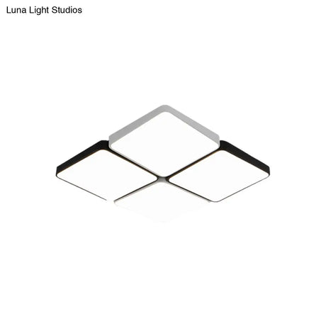 Sleek 4/6-Light Flush Mount With Acrylic Shade - White Rectangular/Squared Ceiling Lamp Warm/White