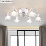 Sleek 6 - Light Starburst Ceiling Fixture With Metal Ball Glass Shade - Ideal For Bedroom. Mounts