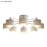 Sleek 8 - Light Fabric Sputnik Pendant Chandelier For Living Room - Minimalist Design