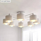 Sleek 8 - Light Fabric Sputnik Pendant Chandelier For Living Room - Minimalist Design