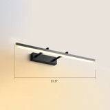 Sleek Acrylic Bedroom Vanity Light Fixture With Pivoting Bar Led Wall Mount Black / 31.5 Warm
