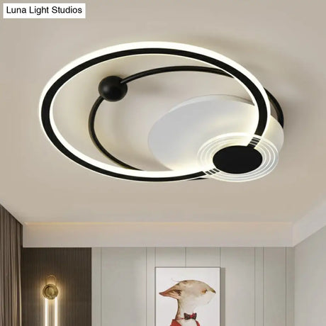 Sleek Acrylic Flush Mount Led Ceiling Light For Bedroom With Loop Design