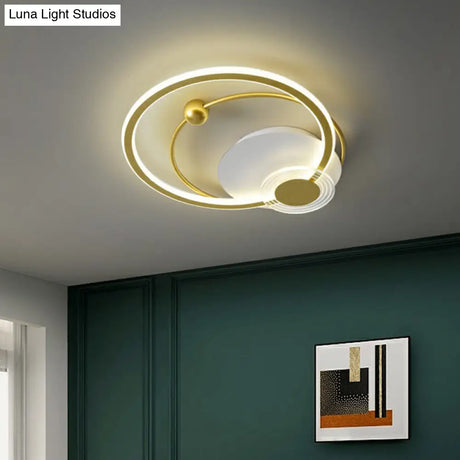 Sleek Acrylic Flush Mount Led Ceiling Light For Bedroom With Loop Design