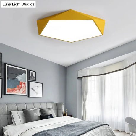 Sleek Acrylic Pentagon Led Flush Mount Ceiling Light With Nordic Design For Bathrooms Yellow / 12