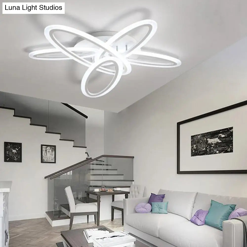 Sleek Acrylic Semi Flush Ceiling Light - Oval Shape 31.5/47 Width 3/5 Bulb Options Warm/White White