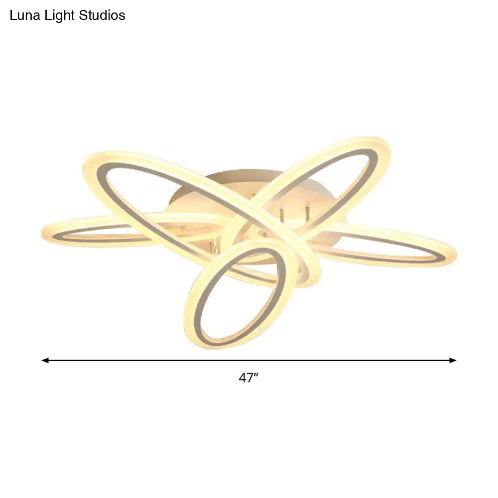 Sleek Acrylic Semi Flush Ceiling Light - Oval Shape 31.5/47 Width 3/5 Bulb Options Warm/White