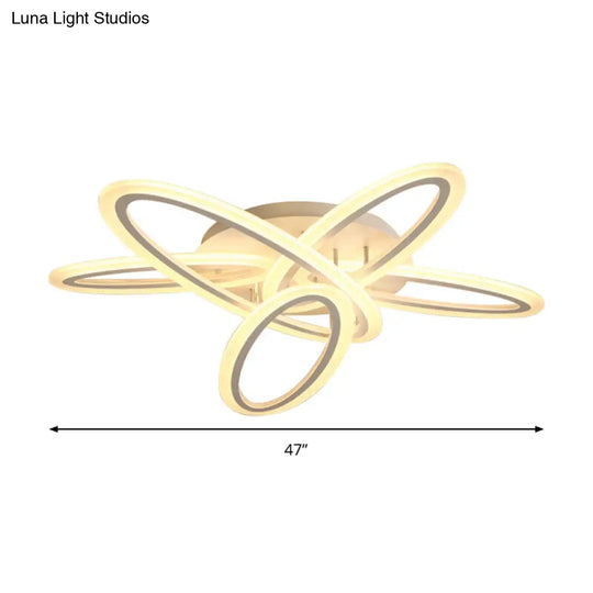 Sleek Acrylic Semi Flush Ceiling Light - Oval Shape 31.5/47 Width 3/5 Bulb Options Warm/White