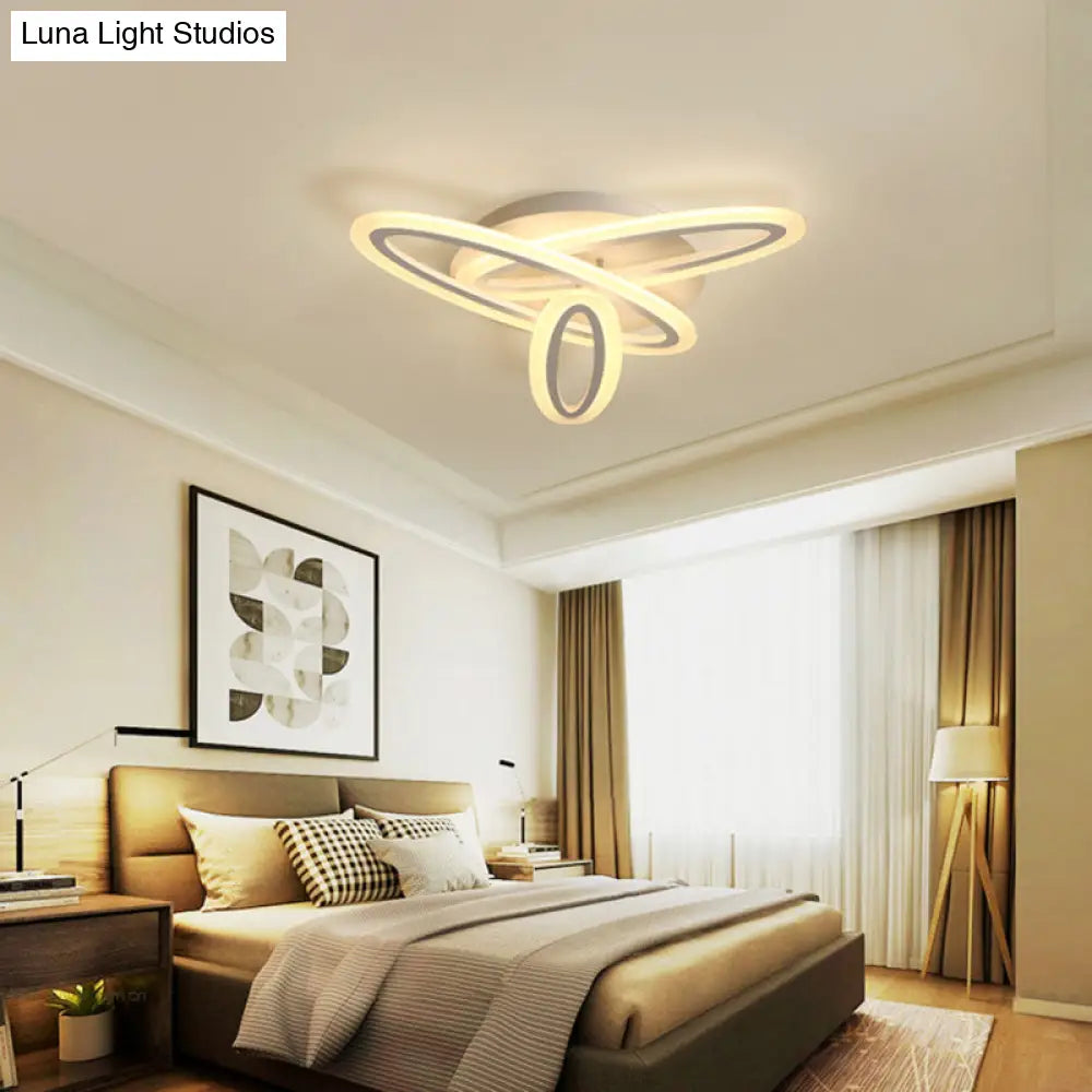 Sleek Acrylic Semi Flush Ceiling Light - Oval Shape 31.5’/47’ Width 3/5 Bulb Options Warm/White