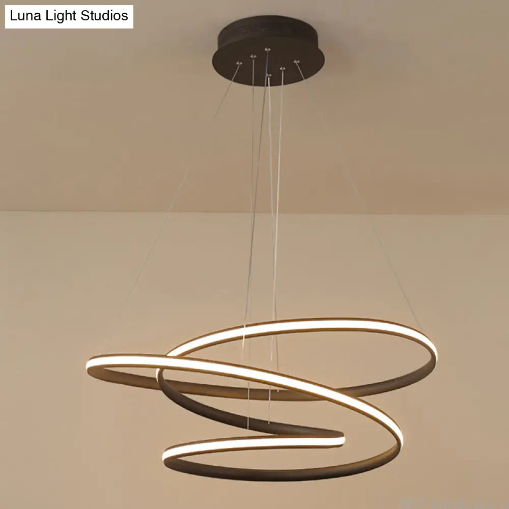 Sleek Acrylic Spiral Chandelier Light - 16/23.5/39 Wide Led Coffee Pendant Fixture For Living Room