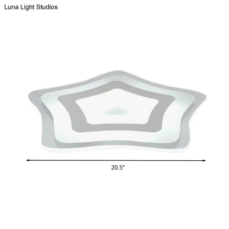 Sleek Acrylic Star Ceiling Lamp: Modern Led Flush Light In White Ideal For Hotels