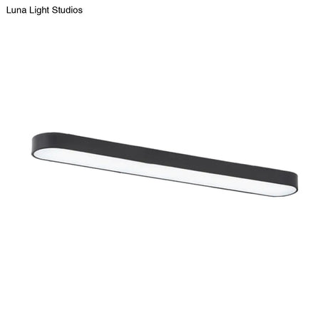 Sleek Aluminum Led Flush Mount Lamp: Elliptical Design For Minimalistic Meeting Rooms