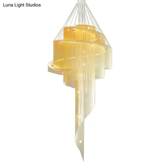Sleek Aluminum Spiral Fountain Chandelier: Led Hanging Light For Modern Living Room