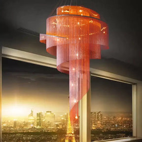 Sleek Aluminum Spiral Fountain Chandelier: Led Hanging Light For Modern Living Room Gold / Small