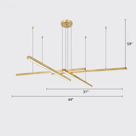 Sleek Bar-Shaped Led Chandelier | Simplicity Metal Ceiling Light For Living Room 4 / Gold White