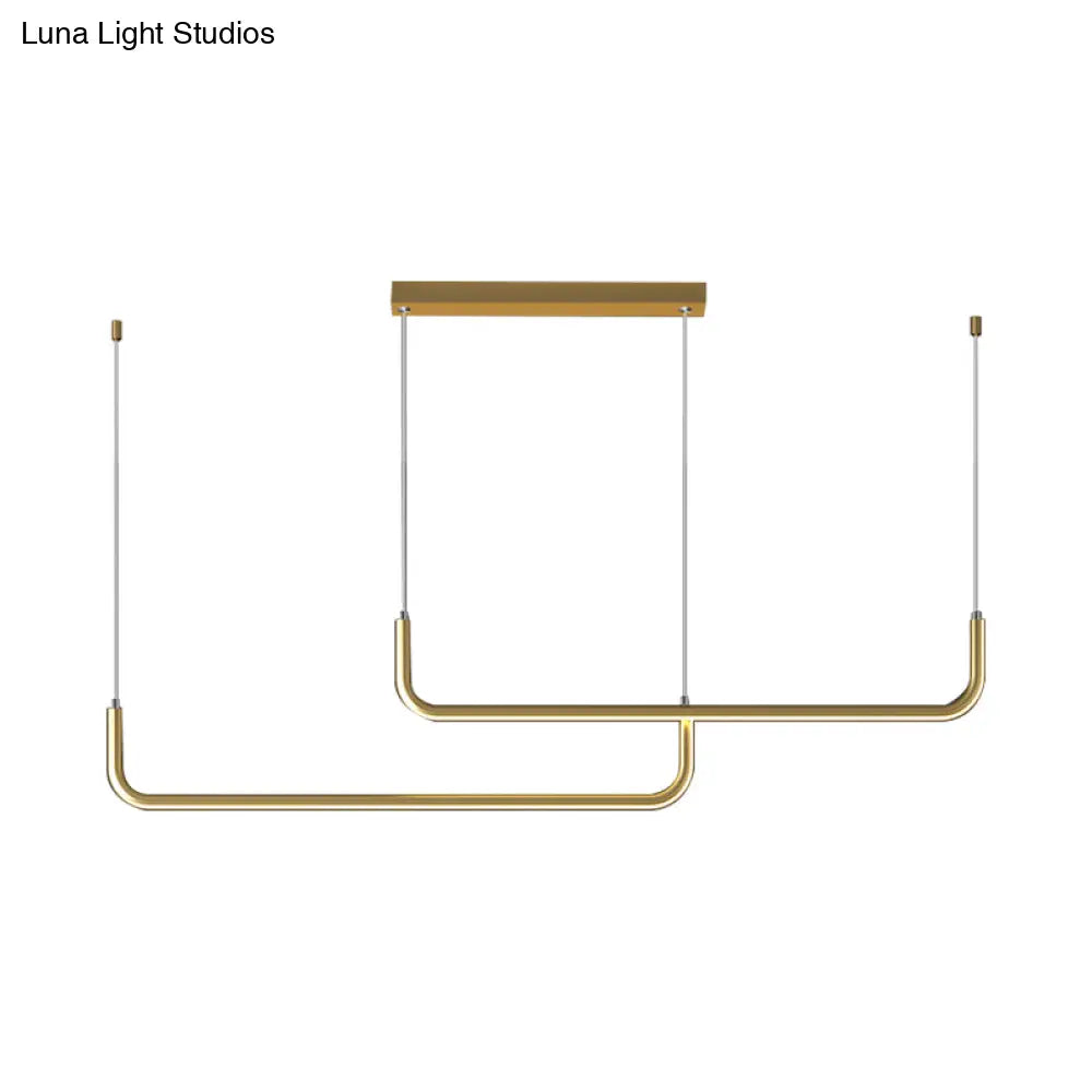 Sleek Black And Gold Led Linear Pendant Light For Dining Table 39/59 Width
