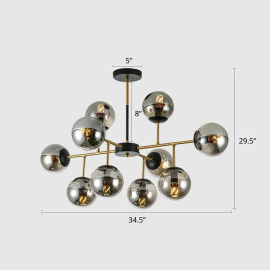 Sleek Black-Brass Spherical Chandelier – Nordic Glass Ceiling Suspension Lamp For Dining Room 10