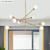 Sleek Black/Gold Mid-Century Chandelier - 8-Light Ceiling Lamp Ideal For Living Room