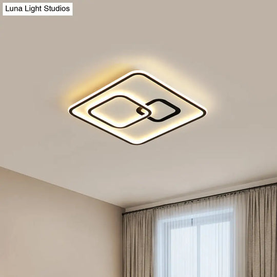 Sleek Black Led Flush Mounted Ceiling Light For Bedroom 16’/19.5’ Wide
