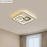 Sleek Black Led Flush Mounted Ceiling Light For Bedroom 16’/19.5’ Wide