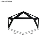 Sleek Black/White Pentagon Flush Ceiling Light With Acrylic Shade - Simple Led For Bedroom