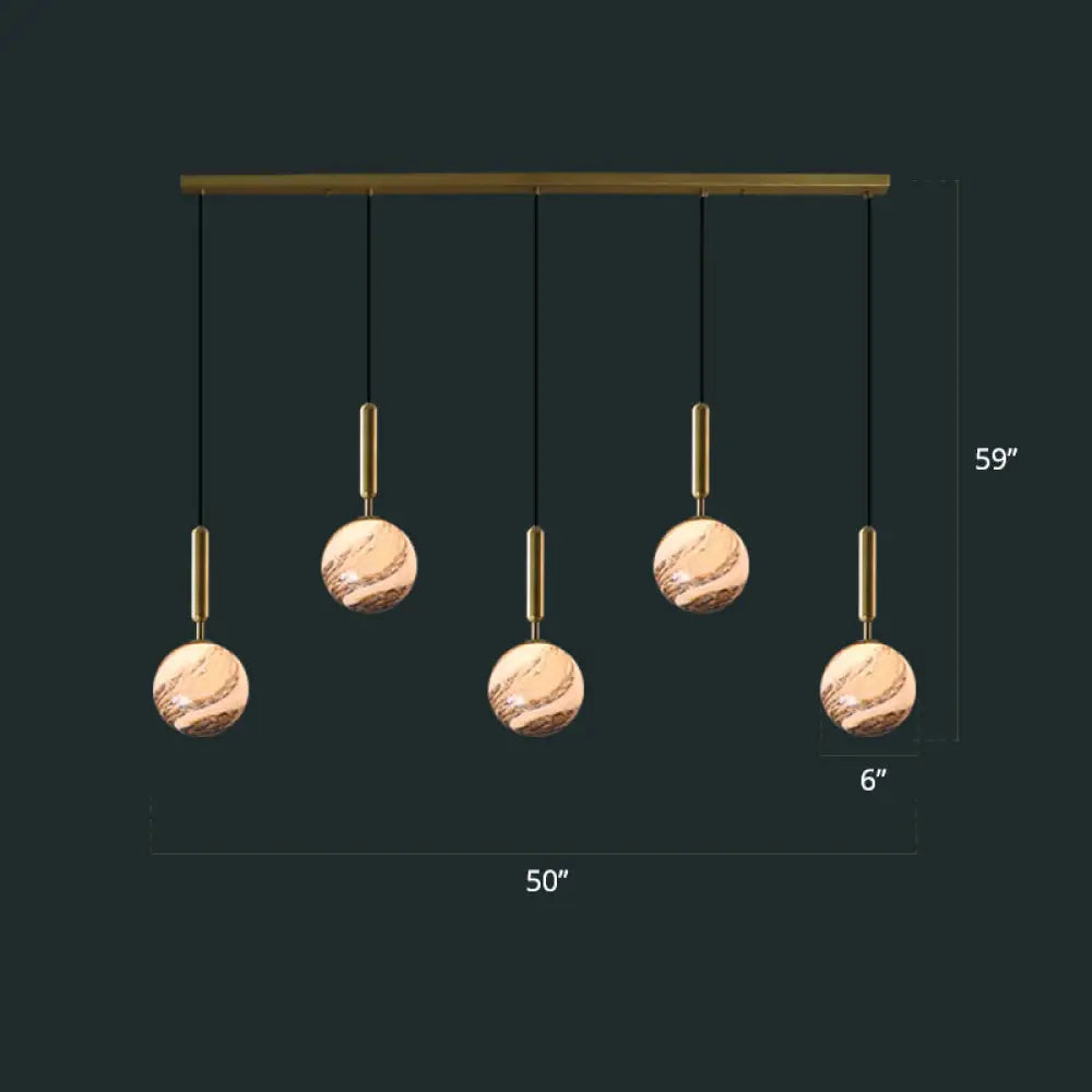 Sleek Brass Ball Pendant Light For Open Kitchen - Simplicity Glass Ceiling Fixture 5 / Tan