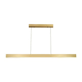 Sleek Brass Island Lamp: Simplicity Pole-Shaped Led Suspension Lighting For Acrylic Dining Rooms