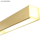 Sleek Brass Island Lamp: Simplicity Pole-Shaped Led Suspension Lighting For Acrylic Dining Rooms