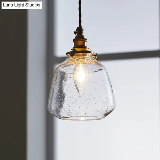 Simplicity Tapered Bubbled Glass Pendant Light - 1-Bulb Restaurant Fixture