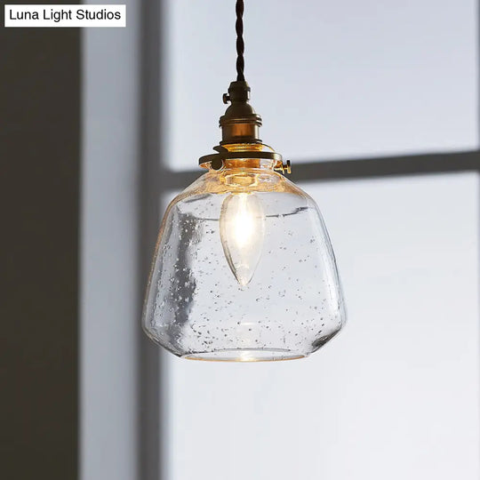 Sleek Bubbled Glass Pendant Light With Tapered Design - Perfect For Restaurants 1-Bulb Fixture