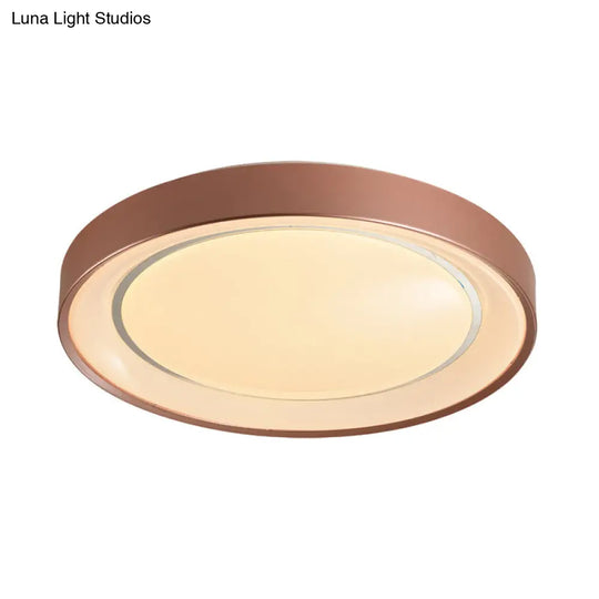 Sleek Champagne Flush Mount Led Ceiling Lamp - 19.5’ Dia Simplicity Metallic Light