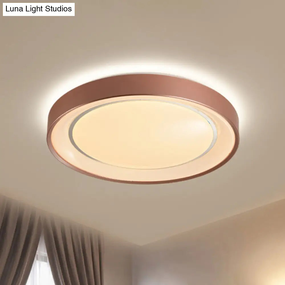 Sleek Champagne Flush Mount Led Ceiling Lamp - 19.5 Dia Simplicity Metallic Light