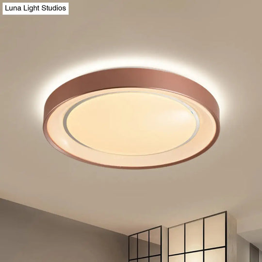 Sleek Champagne Flush Mount Led Ceiling Lamp - 19.5 Dia Simplicity Metallic Light