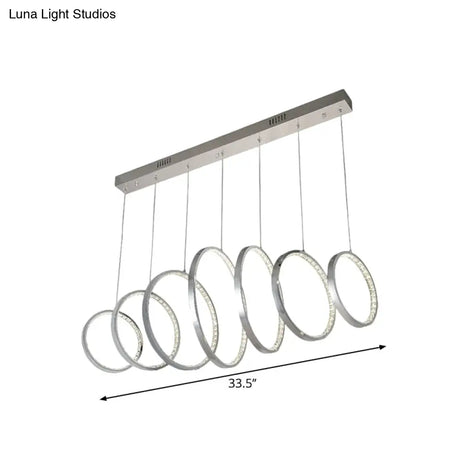 Sleek Chrome Metal Led Pendant Light With Multiple Lamps For Kitchen Ceiling