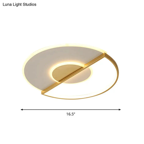 Sleek Circle Led Ceiling Lamp In Super-Thin Design Minimalist Acrylic Gold Flush-Mount Light With
