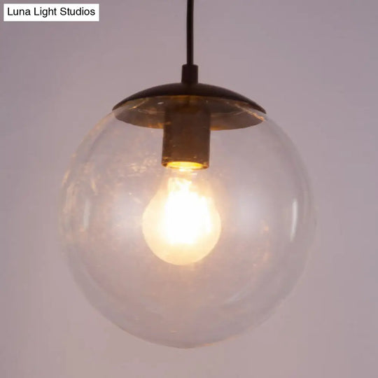 Sleek Clear Glass Pendant Light With A Touch Of Simplicity - Black Spherical Design Suspended
