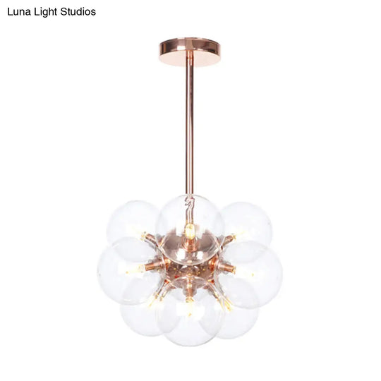 Sleek Copper Ceiling Mounted Globe Semi Flush Light With Minimalist White/Green/Blue Glass – 9