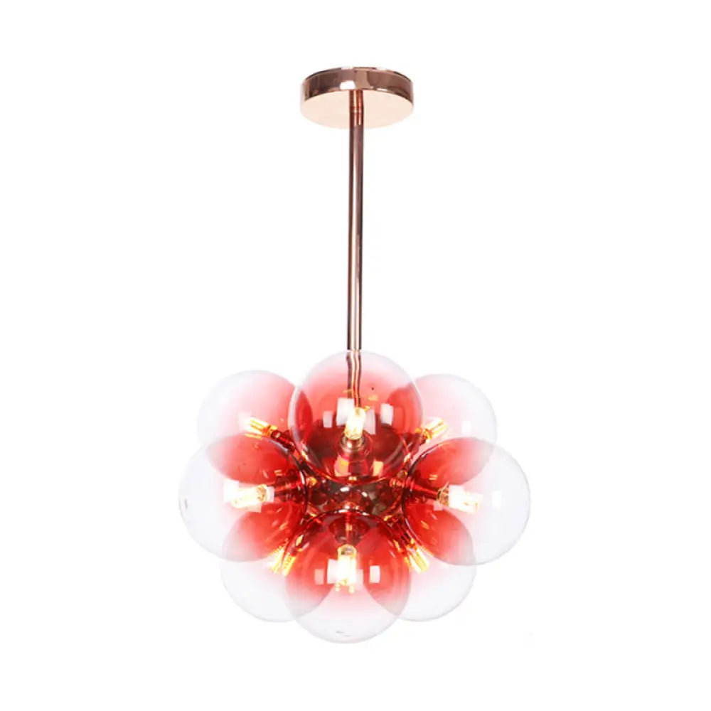 Sleek Copper Ceiling Mounted Globe Semi Flush Light With Minimalist White/Green/Blue Glass – 9